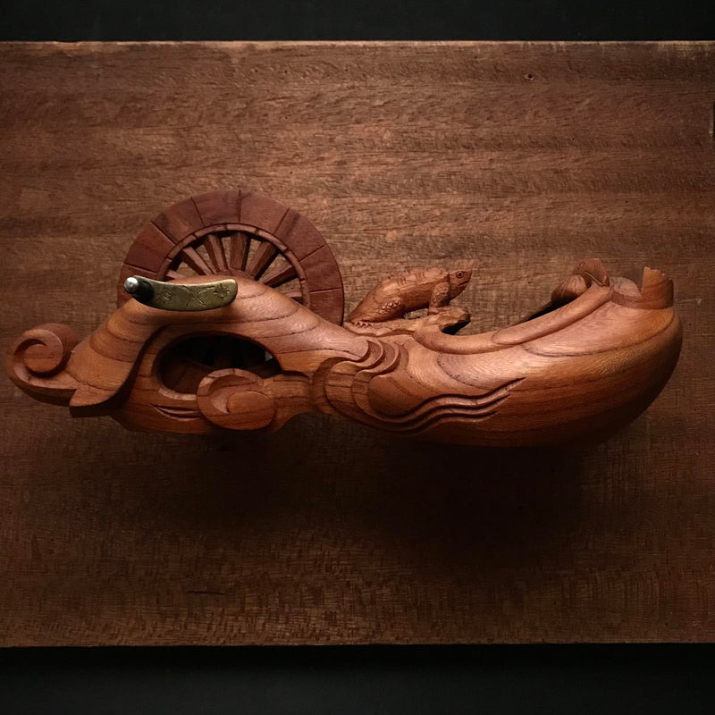#ST38 Japanese Carpenter Ink Pot Traditional Measuring Tools Sumitsubo by Tsuboaki 坪昭作 墨壺 欅 270mm