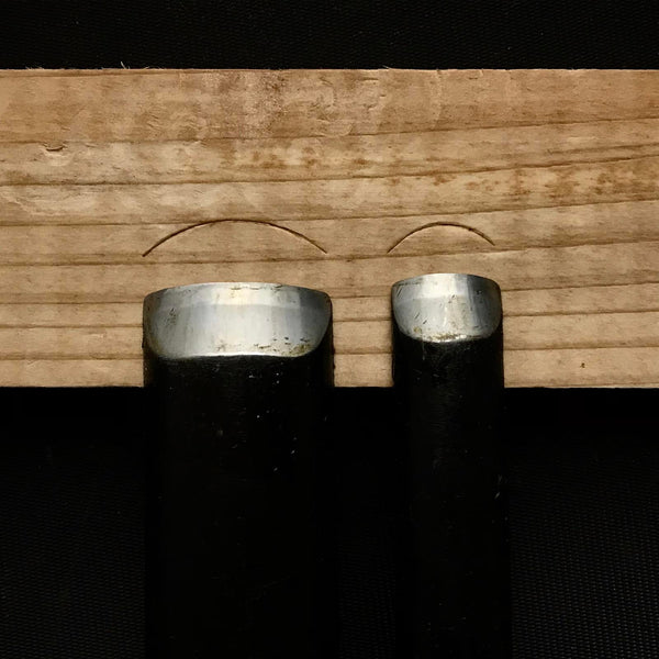 Old stock Uchimaru-Nomi Gouge Chisels (Longer Type, shallow U )　掘出し物 内丸鑿 内丸叩鑿  27mm 15mm
