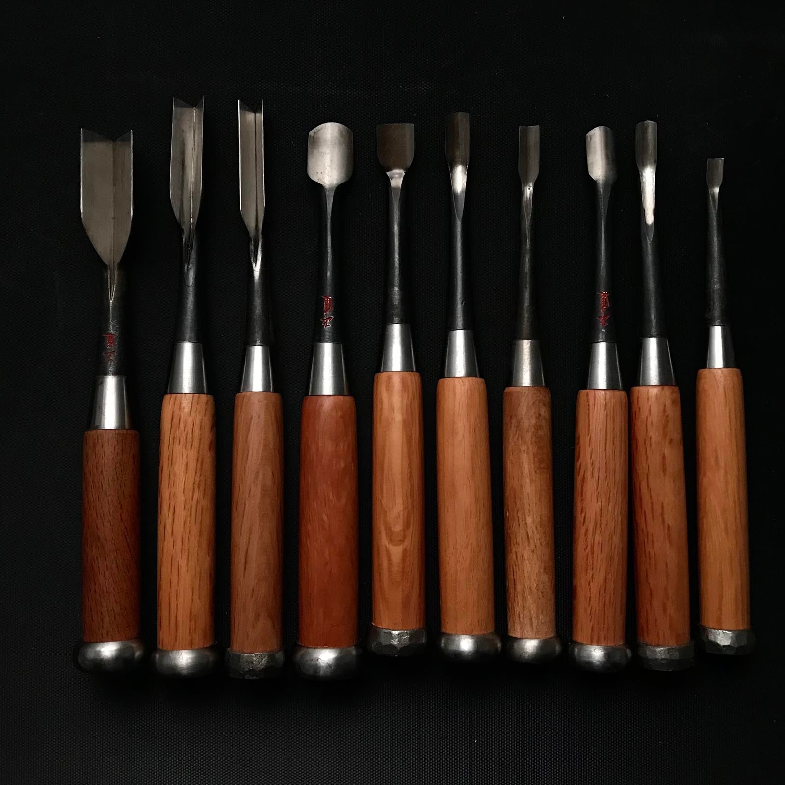 Old stock #1 Masamichi Carving chisels set 掘出し物 正道 彫刻組鑿 10本