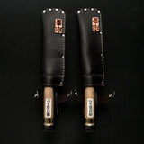 Tasai special Bench chisels (Wakisashi Nomi) with leather bag 田斎作 脇差し鑿 鎚目 追入鑿  24,27mm