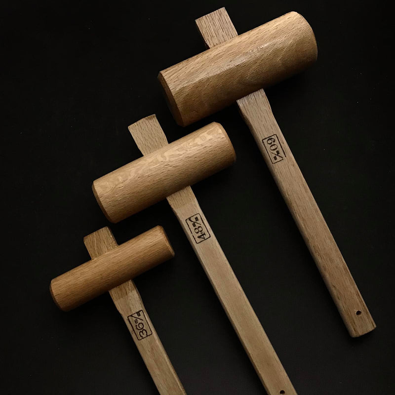 Japanese white oak Wooden Hammers rounded 木ハンマー ・木槌 φ 36,48,60,75,90mm ...