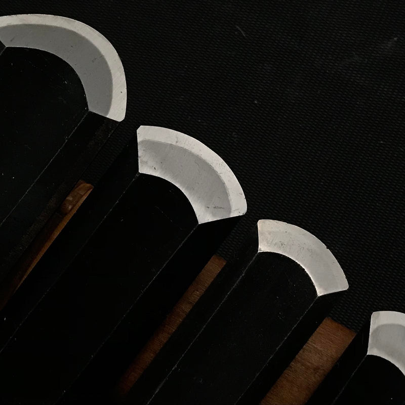 #12 Old stock Soto maru chisels set with white steel 掘出し物 外丸組鑿 6本組 Sotomarunomi