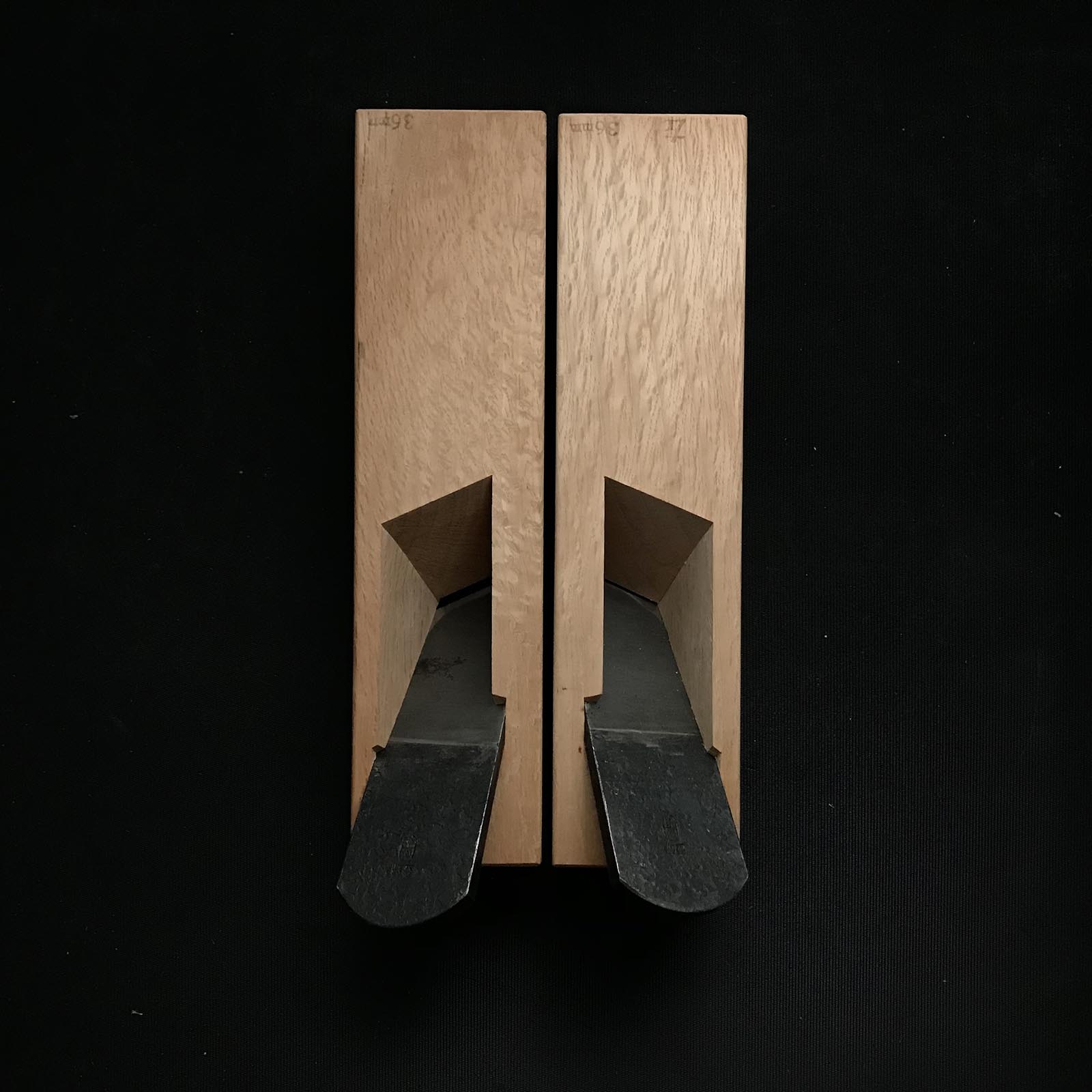 Old stock Kuniaki Rabbet Plane with Blue steel right and left  掘り出し物 国明 際鉋 青紙鋼 左右 36mm
