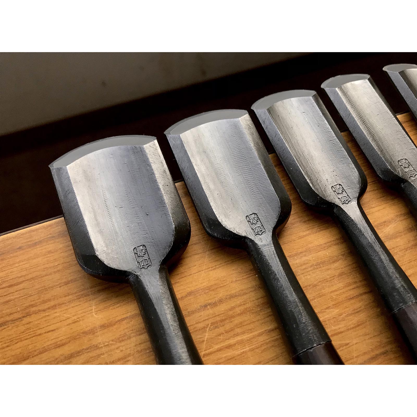 Tasai Soto maru chisels set with blue steel 田斎 外丸組鑿  Sotomarunomi