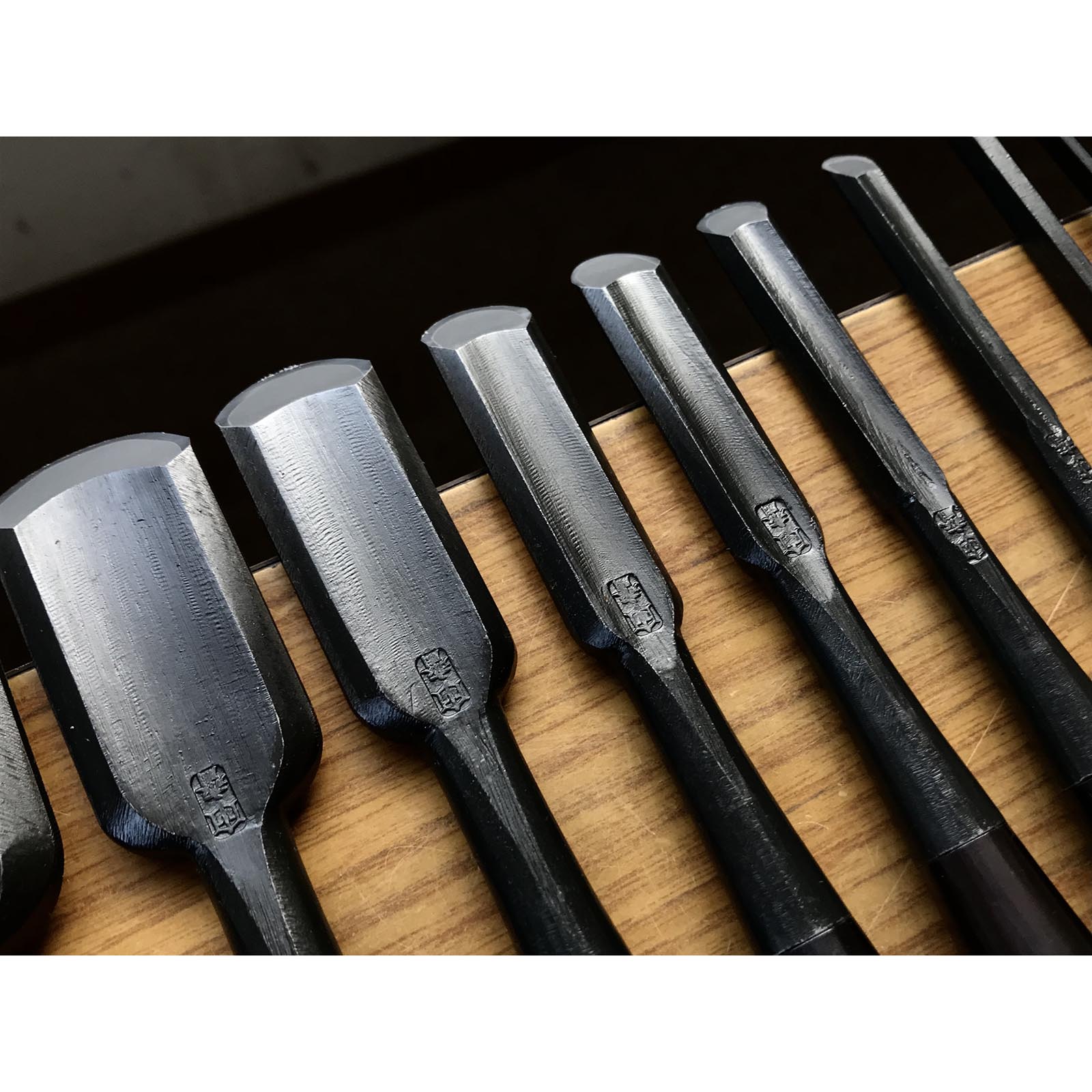 Tasai Soto maru chisels set with blue steel 田斎 外丸組鑿  Sotomarunomi