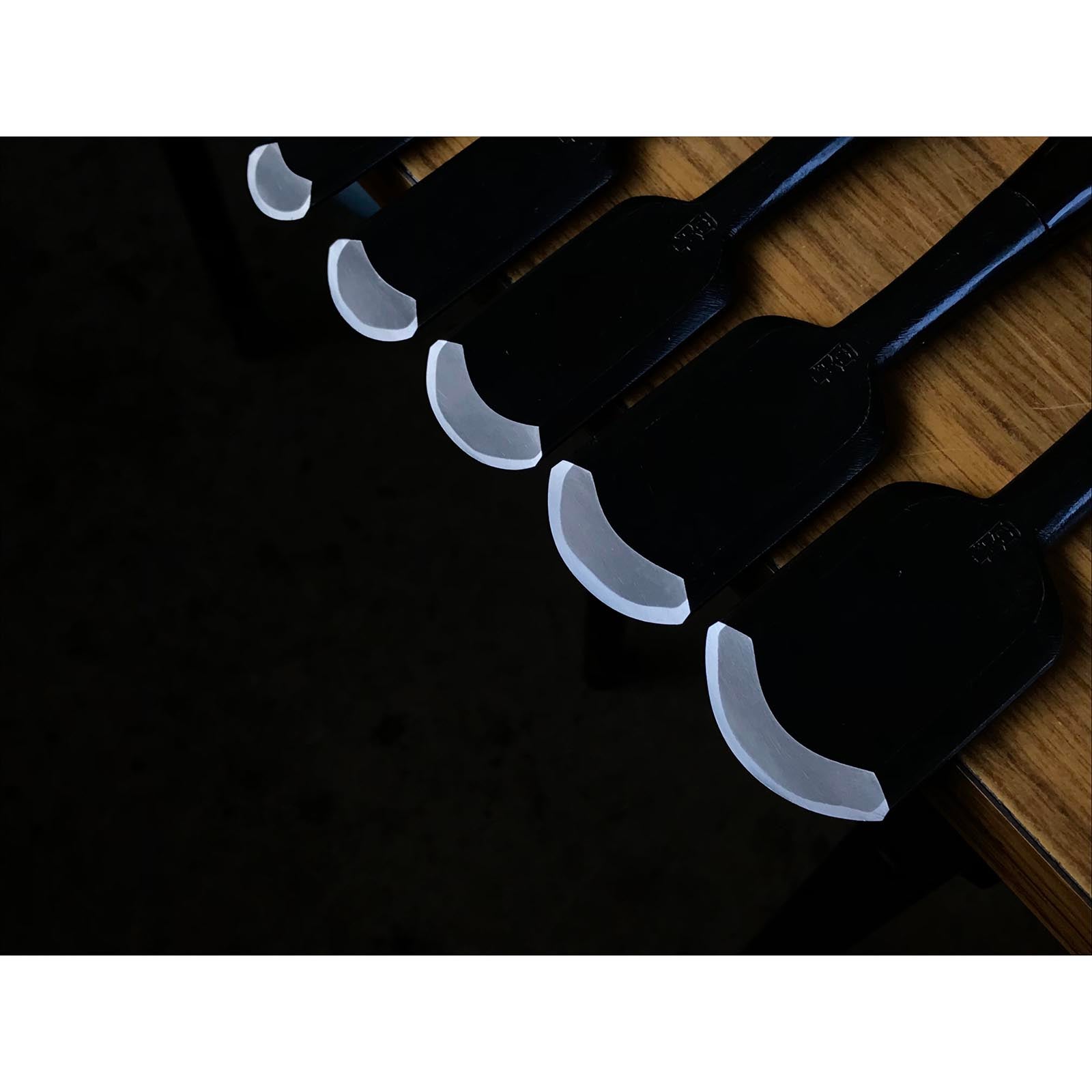 Tasai Soto maru chisels set with blue steel 田斎 外丸組鑿  Sotomarunomi