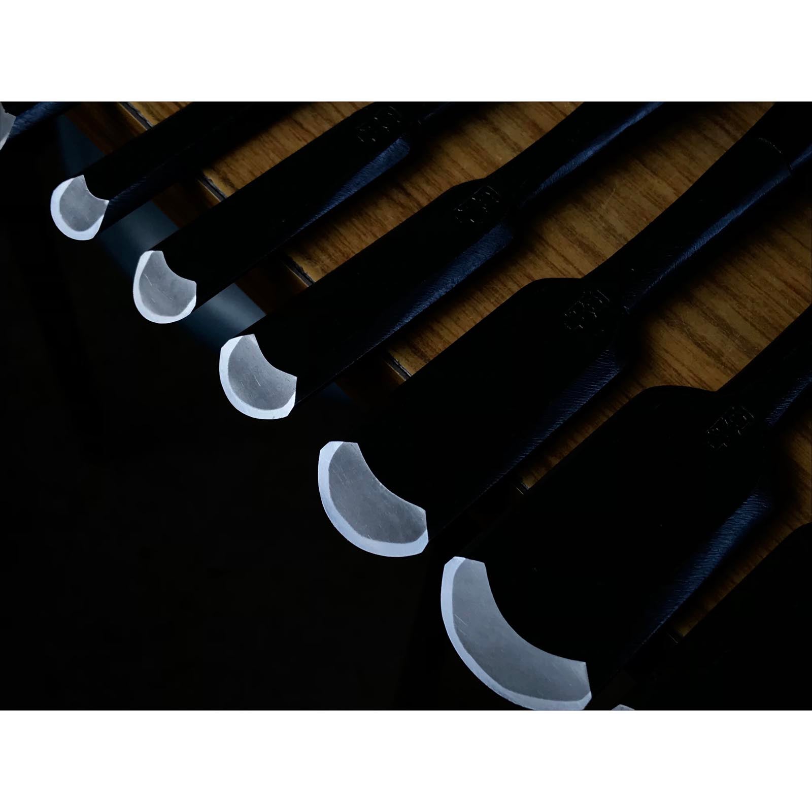 Tasai Soto maru chisels set with blue steel 田斎 外丸組鑿  Sotomarunomi