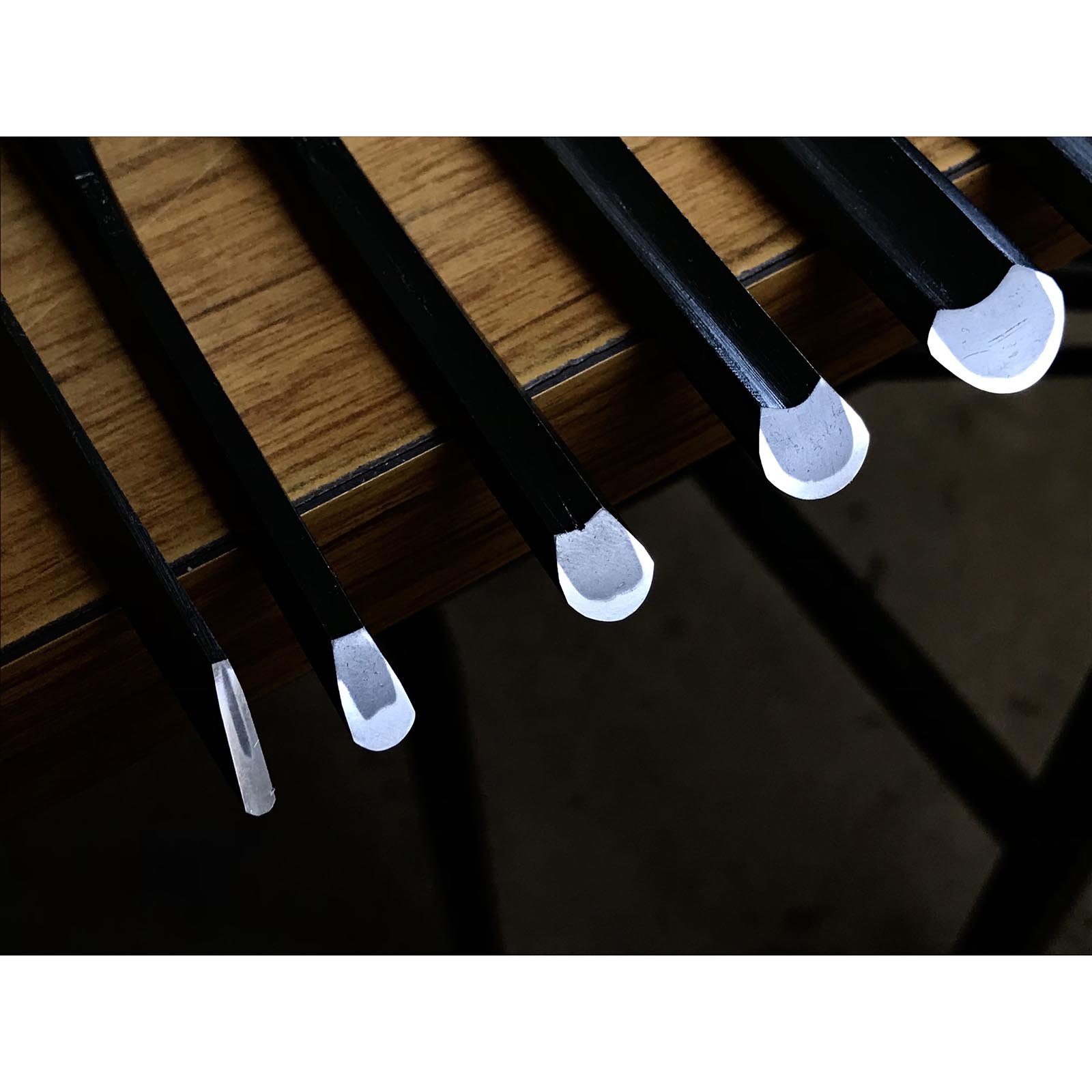 Tasai Soto maru chisels set with blue steel 田斎 外丸組鑿  Sotomarunomi