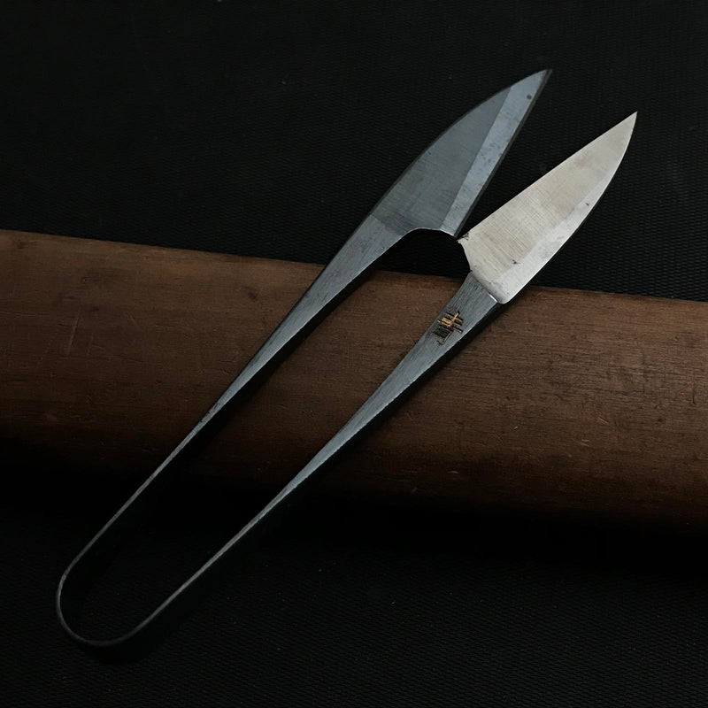Old stock Aohime Nigiri basami Hand made Traditional Japanese scissors  blacksmith finish 掘出し物 青姫 握り鋏 手作り 黒仕上げ