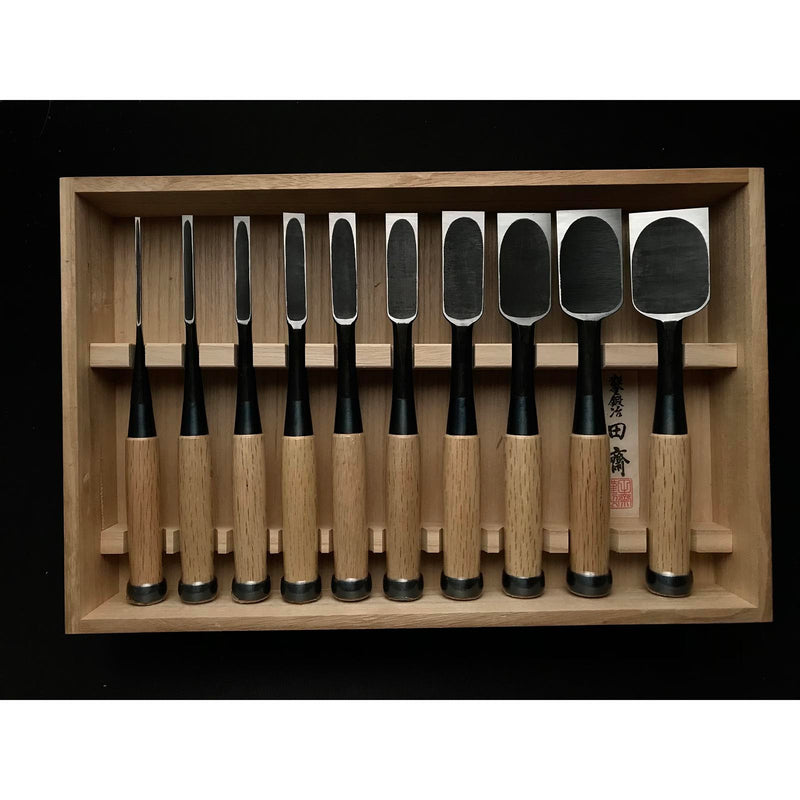 Tasai Fusetsu Bench chisels set (Oirenomi) with wooden box 田斎風雪作 追入組鑿 –  YAMASUKE KurashigeTools