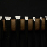 Hidari Hisasaku 2rd  Bench chisels set  by Ikegami Takanobu 池上喬庸作 二代目左久作  追入15本組鑿  Oirenomi