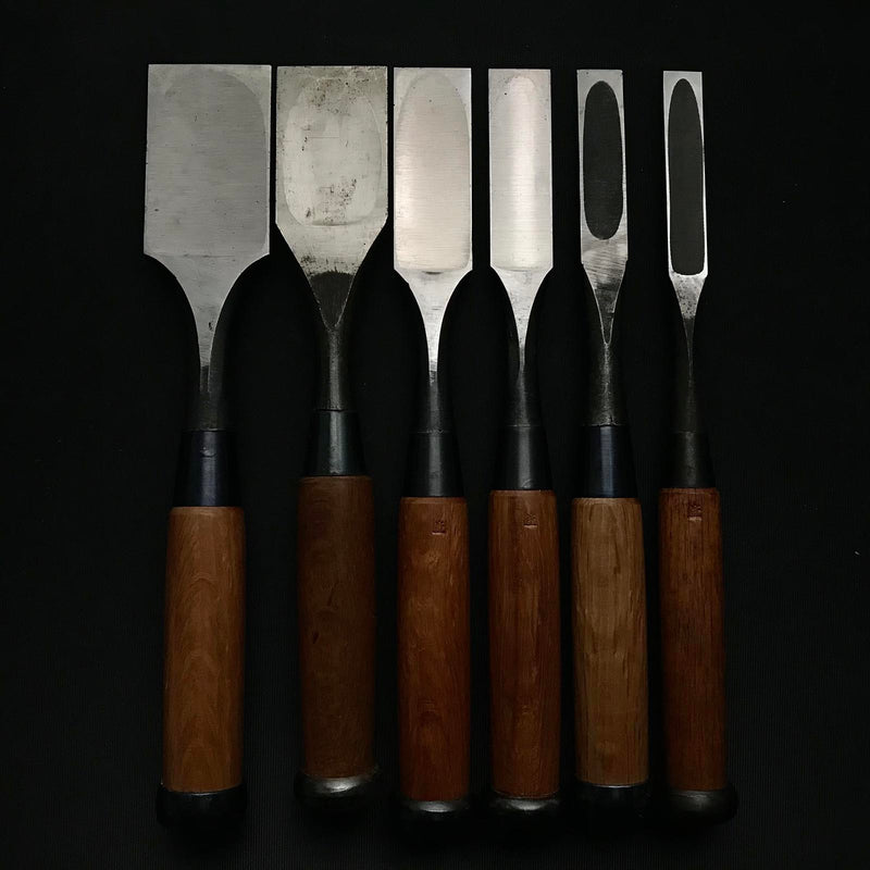 Old stock Damekiri chisels set 掘出し物 ダメ切り6本組鑿 Damekirinomi