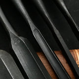 #13 Old stock Soto maru chisels set with white steel 掘出し物 外丸組鑿 6本組 Sotomarunomi