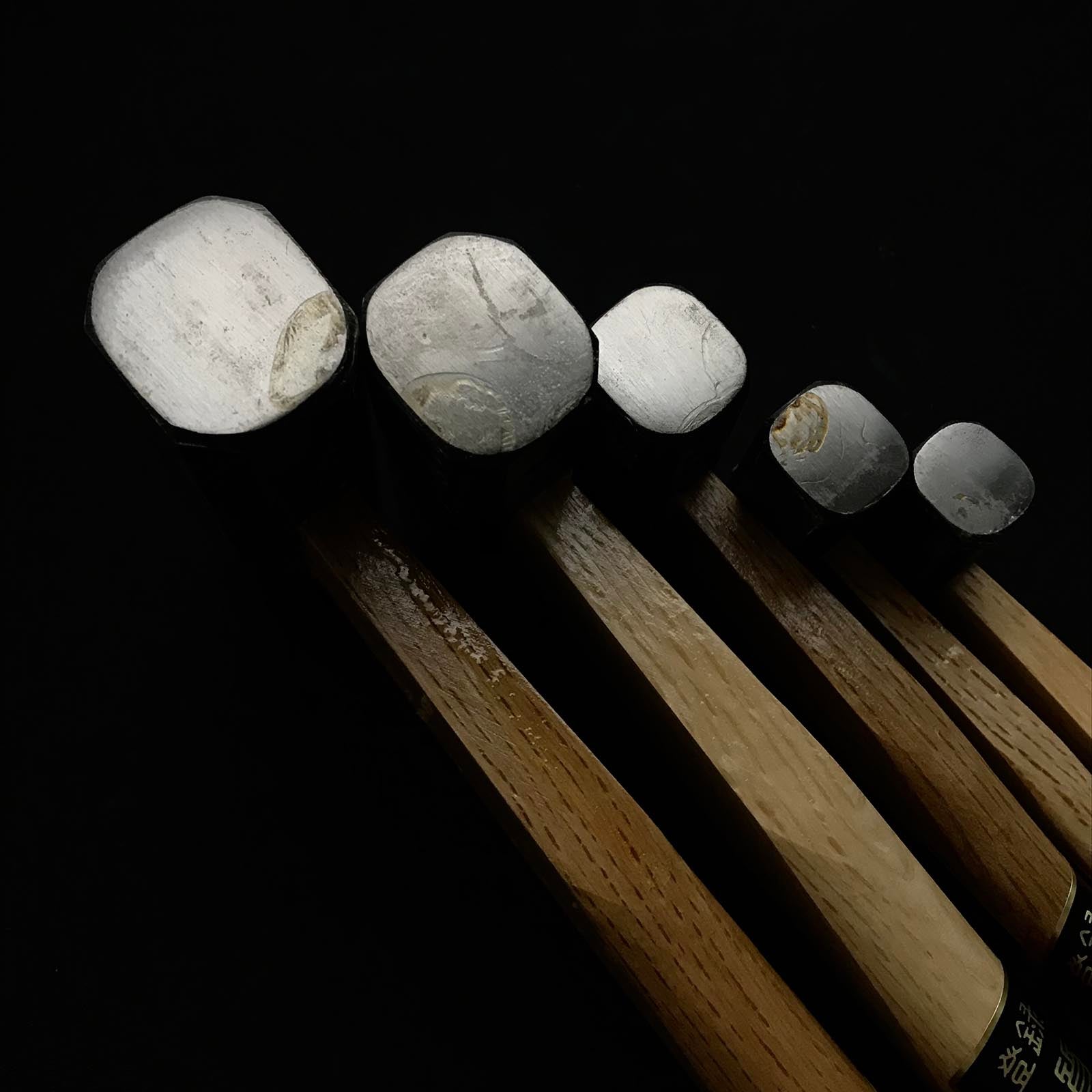 Old stock for beginner Marumasu Octagon Hammers Blacksmith finish with handle  掘出し物 丸增 八角玄翁 柄付 黒仕上