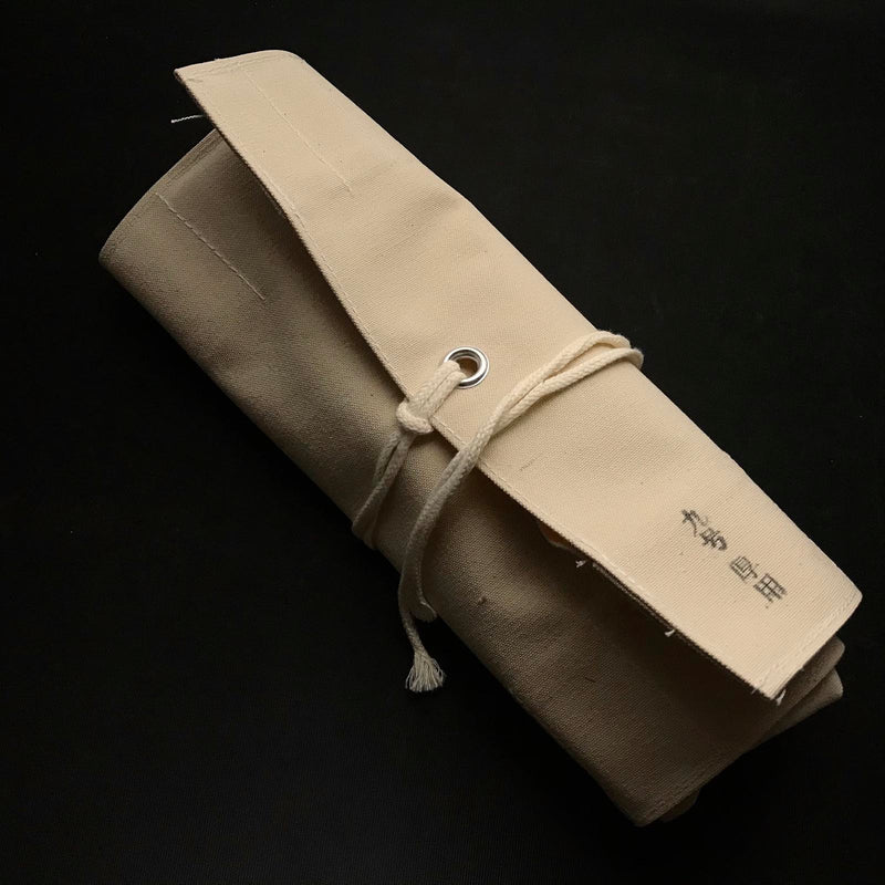 Chisel and Tool Roll Cloth Bag For Timber chisels  鑿巻き 厚鑿用 布製 フタ付  白/white