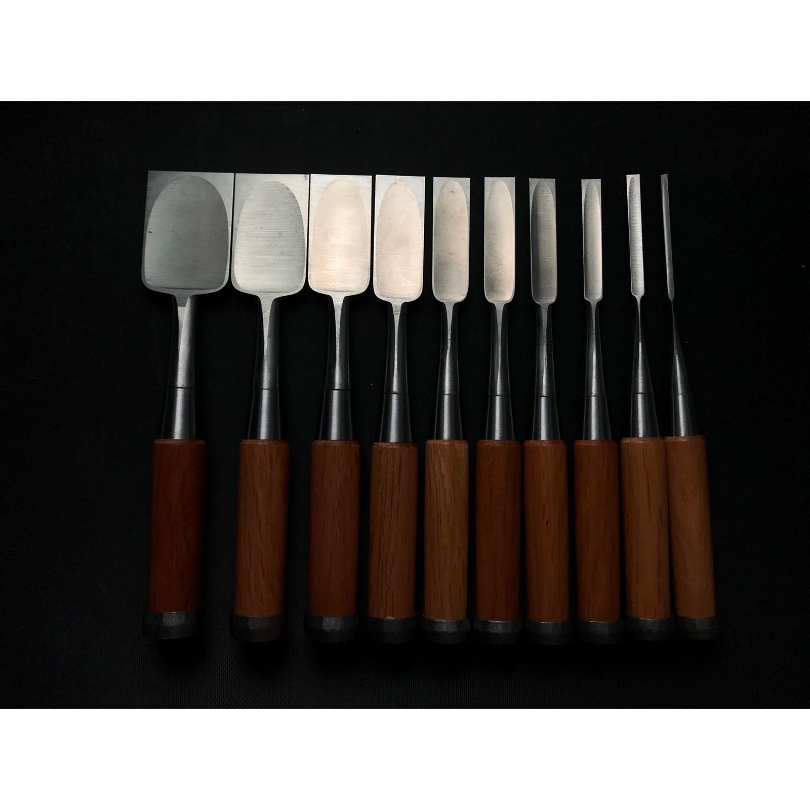 Old stock Wholesaler stamp Sukemaru 4th High-Speed Steel Bench chisels set 掘出し物 四代助丸 問屋銘 ハイス鋼追入組鑿 Oirenomi