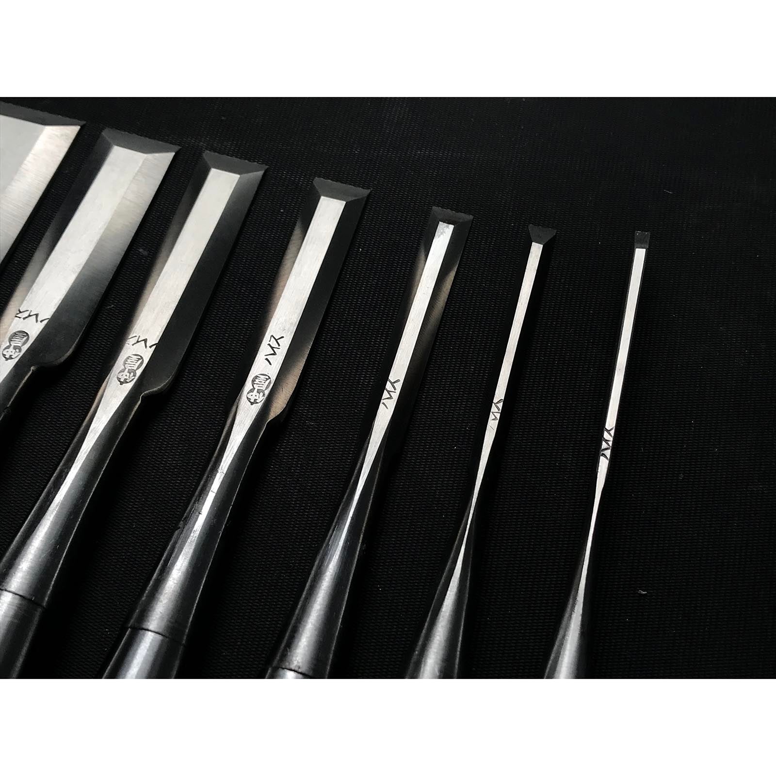 Old stock Wholesaler stamp Sukemaru 4th High-Speed Steel Bench chisels set 掘出し物 四代助丸 問屋銘 ハイス鋼追入組鑿 Oirenomi