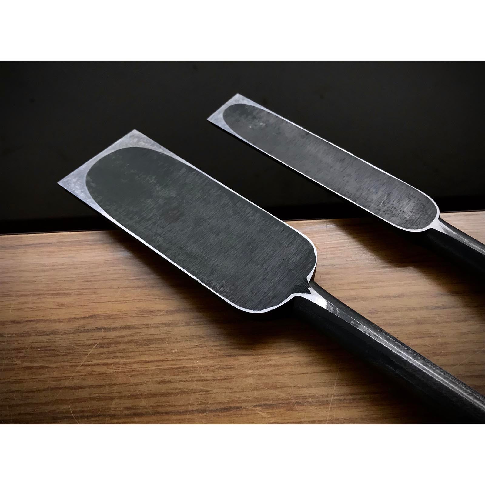 Old stock #2 Kunikei Slick Chisels set by Ikeda Yoshiro (Ootsuki-nomi, Hontsuki-Nomi) 掘出し物 池田慶郎氏 三代目国慶作 本突き組鑿  48,24mm