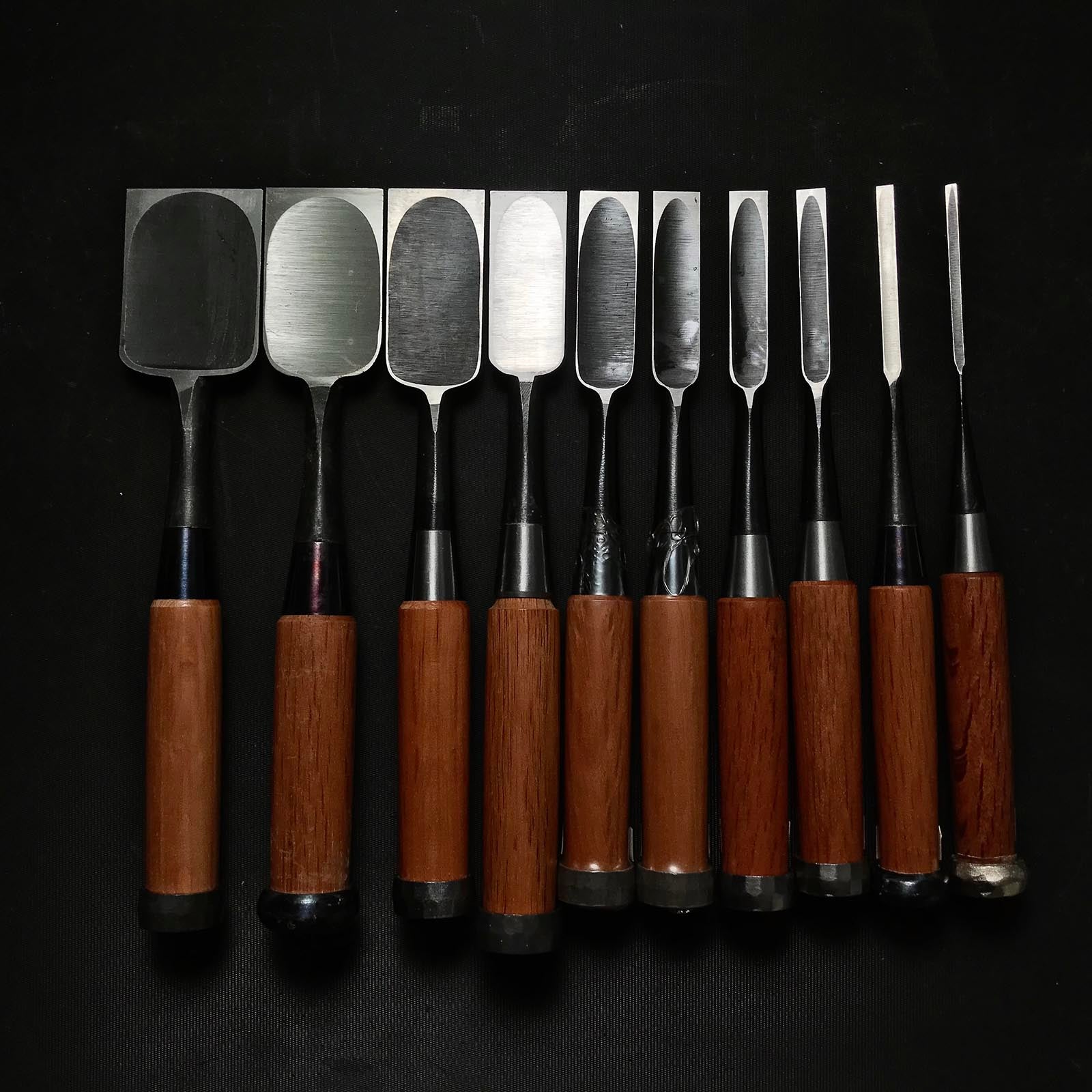#M119 Mixed set for beginner Bench chisels set by unknown smith バラ鑿合わせ