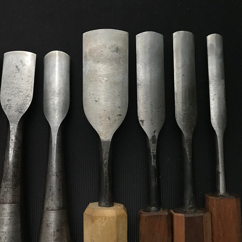 Used Carving chisels set by Konobu 1st generation 初代小信作 彫刻組鑿 使用品
