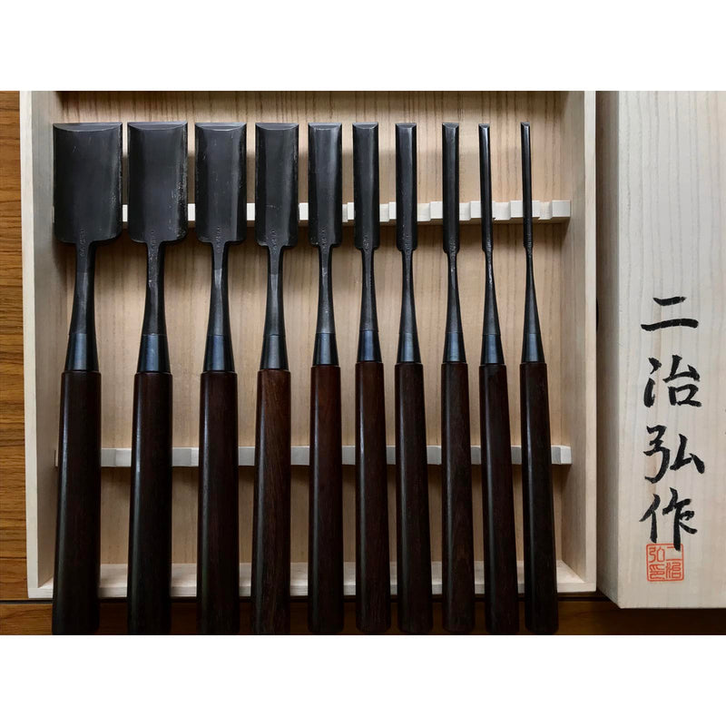 Fujihiro Koumaru Type Paring chisels set by Chuutarou Imai 今井忠太郎作 二治弘 甲丸薄組鑿 Usuinomi