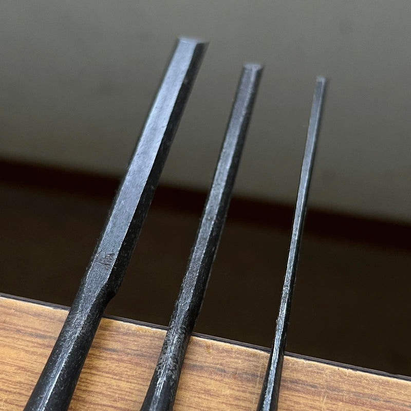 Kanetake Paring chisels by Takahashi Norikazu 高橋典三作 カネ武 薄鑿 3,6,9mm Usunomi