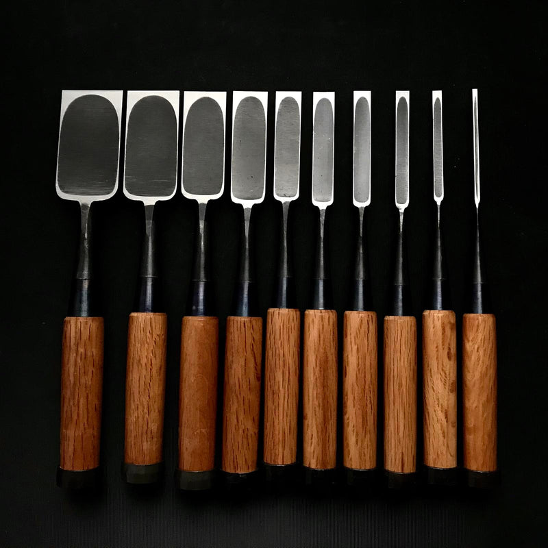 Fujihiro Medium timber chisels set by Chuutarou Imai 今井忠太郎作 二治弘 中叩組鑿 桐箱付 Chutatakinomi #4
