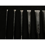 Old stock Ichimitsu Suminagashi Bench chisels set with Triple Ura 掘出し物 市光 三つ裏 墨流し 追入組鑿 黒檀柄  Oirenomi