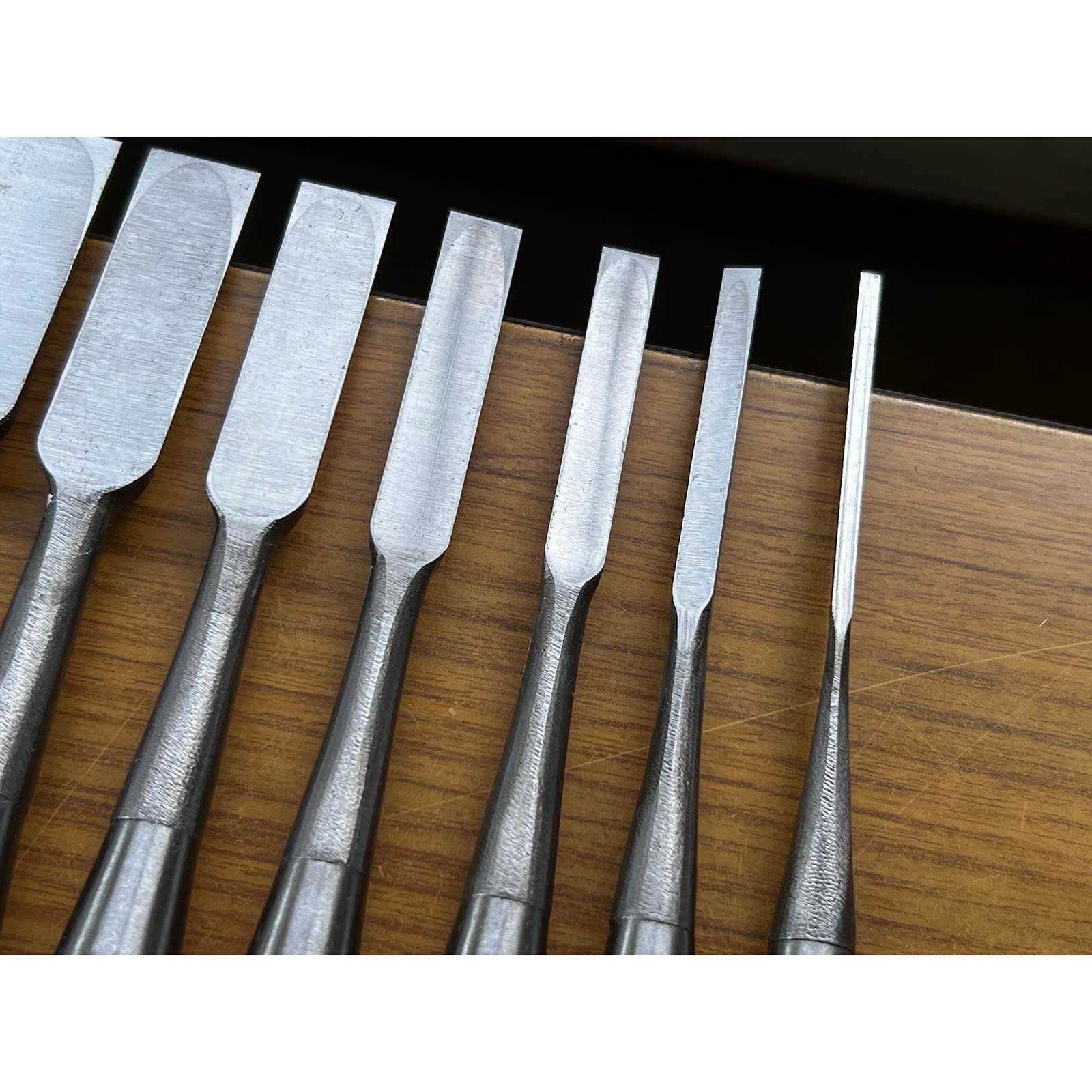 Kanetake File finish Bench chisels set by Takahashi Norikazu 高橋典三作 カネ武 鑢仕上 追入組鑿 Oirenomi