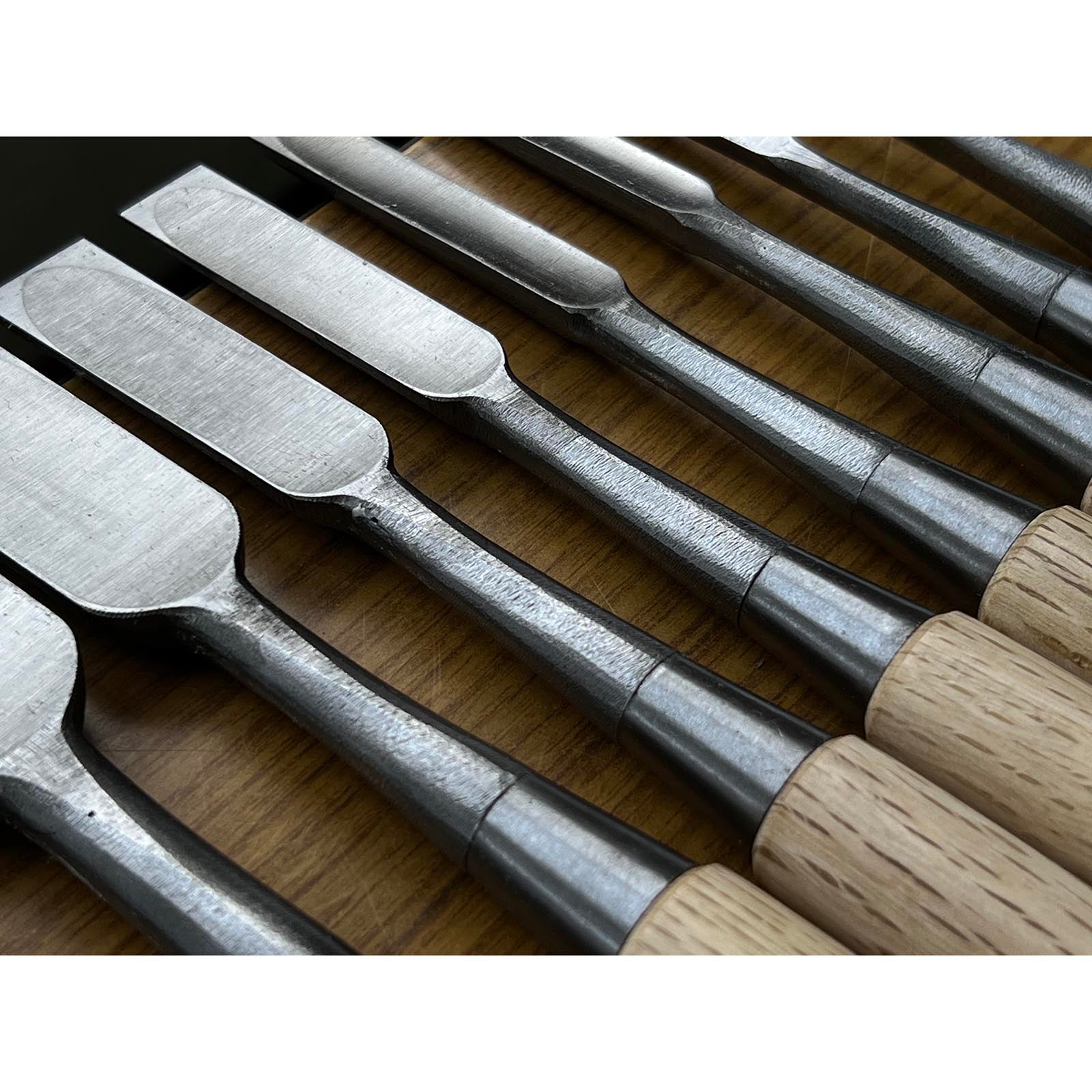 Kanetake File finish Bench chisels set by Takahashi Norikazu 高橋典三作 カネ武 鑢仕上 追入組鑿 Oirenomi