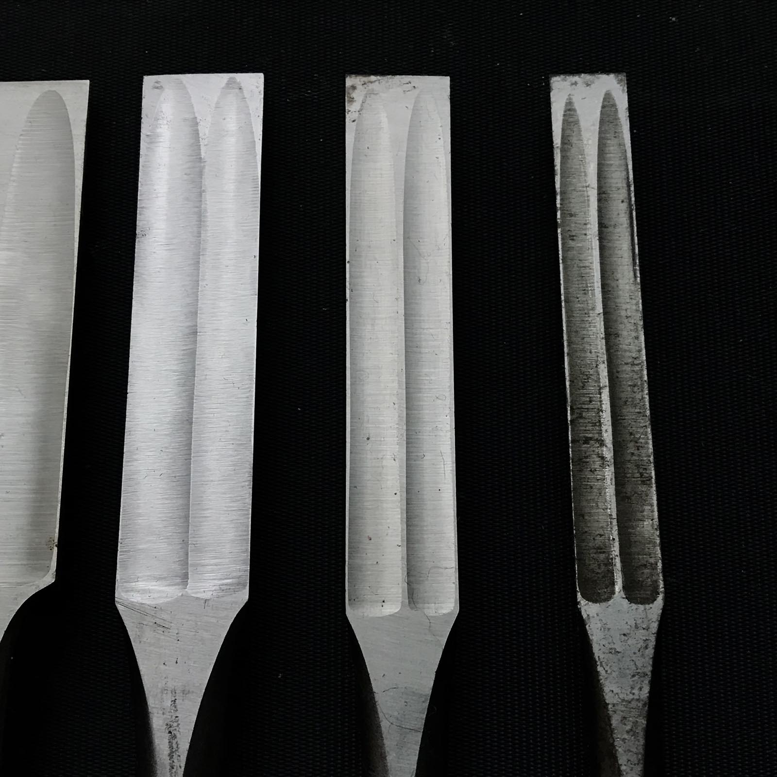 Old stock Sukemaru 3rd Damekiri chisels set with Triple ura 掘出し物 三代助丸作 碓氷金三郎氏 ダメ切り8本組鑿 Damekirinomi