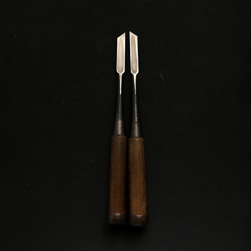 Hidari Hisasaku 2rd Bench Oblique chisels Set with Saya 左久作 特注 イスカ追入鑿 2本セット 鞘付 9mm