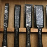 Kunikei 3rd Timber chisels set by Ikeda Yoshiro 池田慶郎氏 三代目国慶作 槌目 叩き組鑿 Tatakinomi