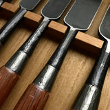 Kunikei 3rd Timber chisels set by Ikeda Yoshiro 池田慶郎氏 三代目国慶作 槌目 叩き組鑿 Tatakinomi
