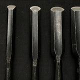 Old stock Nobukuni Soto maru chisels set with white steel 掘出し物 信國 外丸組鑿 5本組 Sotomarunomi