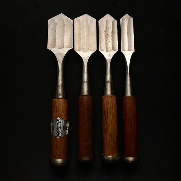 [Reuse of old stock tools] Triple Ura Kensaki type Chisels 道具再利用 三つ裏 剣先鑿 48,42,36,24mm
