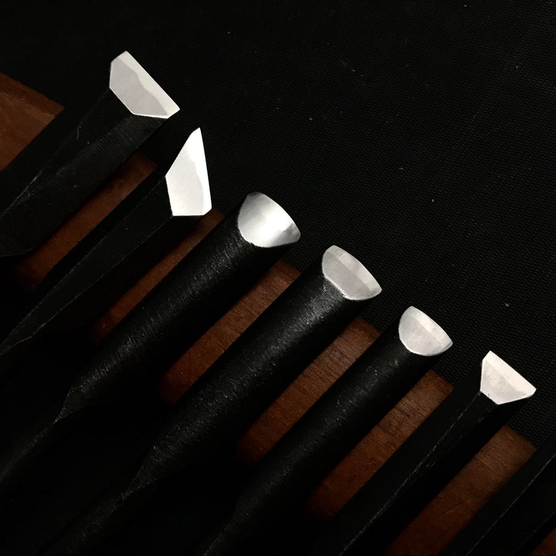 Ken Carving chisels set with Blue steel by Chousei 掘出し物 剣 彫刻刀15本組 彫清作 青紙鋼 Chokokuto #2