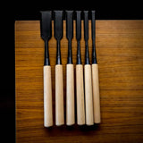 Kanetake Paring chisels by Takahashi Norikazu 高橋典三作 カネ武 薄鑿 12,15,18,30,24,36mm Usunomi