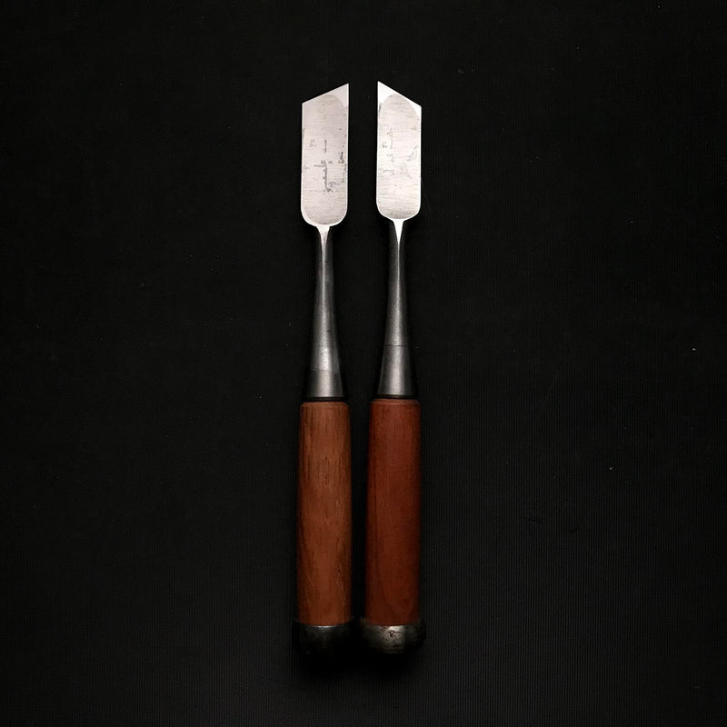 Old stock Chiyoharu Bench Oblique chisels Set 千代治 イスカ追入鑿セット 18mm