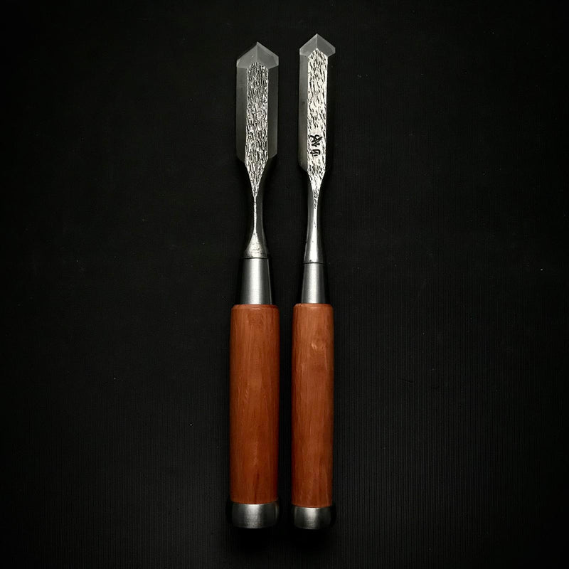 [Reuse of old stock tools] Double Ura Kensaki type Chisels 道具再利用 二つ裏 剣先鑿 21,24mm