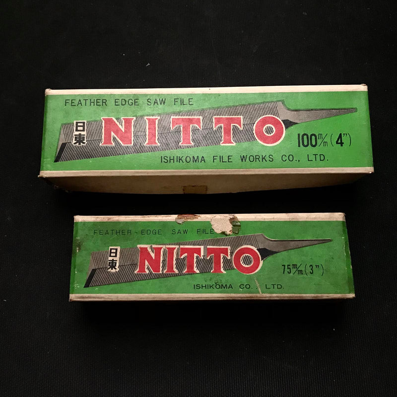 Old Stock NITTO file for Handsaw sharpening (Surikomi-Yasuri) 掘出し物 日東 すり込みヤスリ 75,100mm
