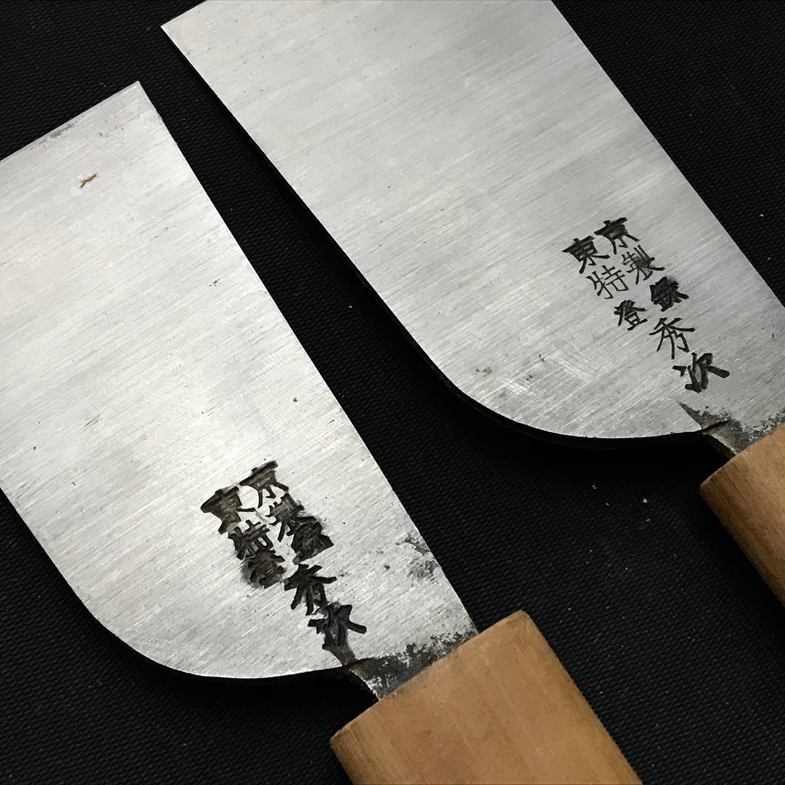 Old stock Hidetsugu Hand Made Leather tools with blue steel  掘出し物 東京 秀次 革包丁