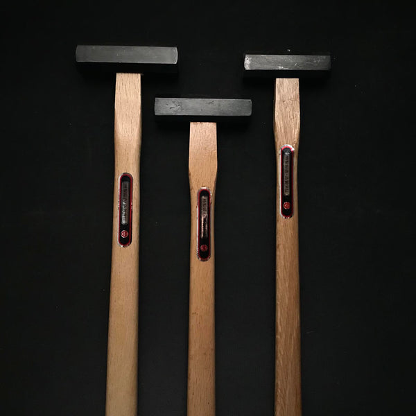 Old stock for beginner Yamanaka Octagon Hammers Blacksmith finish with handle  掘出し物 ヤマ中 八角玄翁 柄付 黒仕上