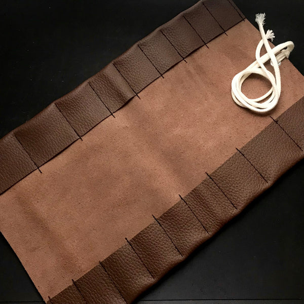 Chisel Leather Roll Bag  For Timber chisels        鑿巻き 厚鑿用 本革製 茶色