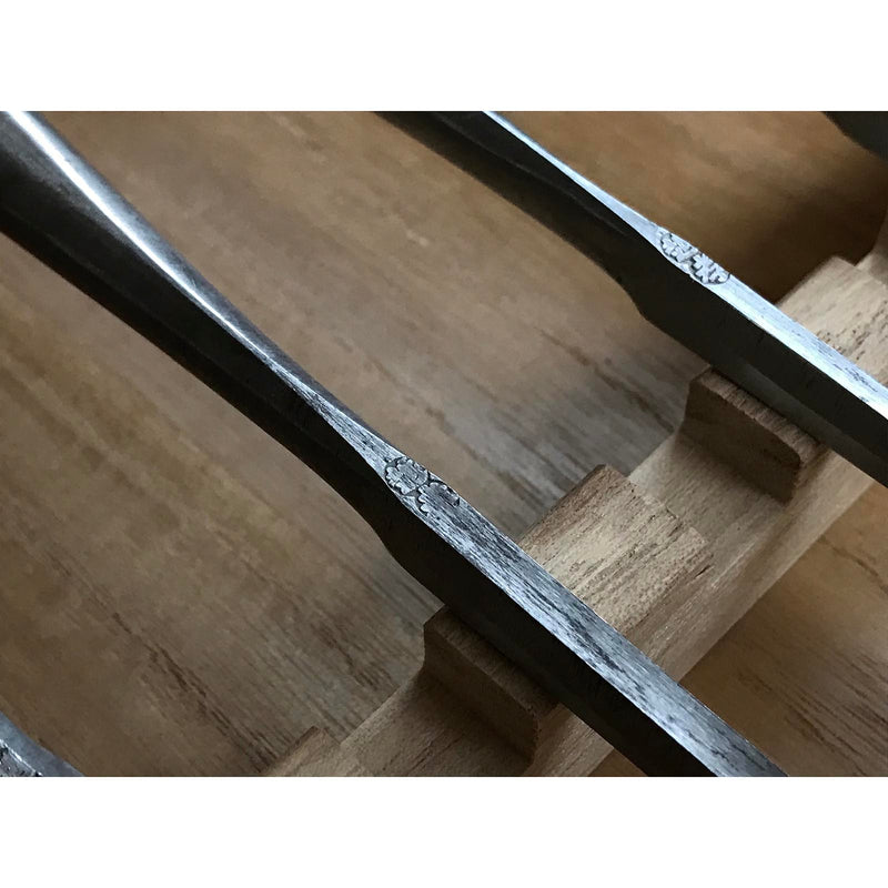 Old stock Koshitaka Bench chisels set with white steel 掘出し物 越孝 15本追入組鑿  磨き仕上 Oiirenomi