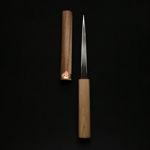 Mikisho Thin type Kuri Kokatana (Carving knife) Right hand  with Sakura wood scabbard and handle 三木章 細繰り小刀 桜鞘 右 135mm