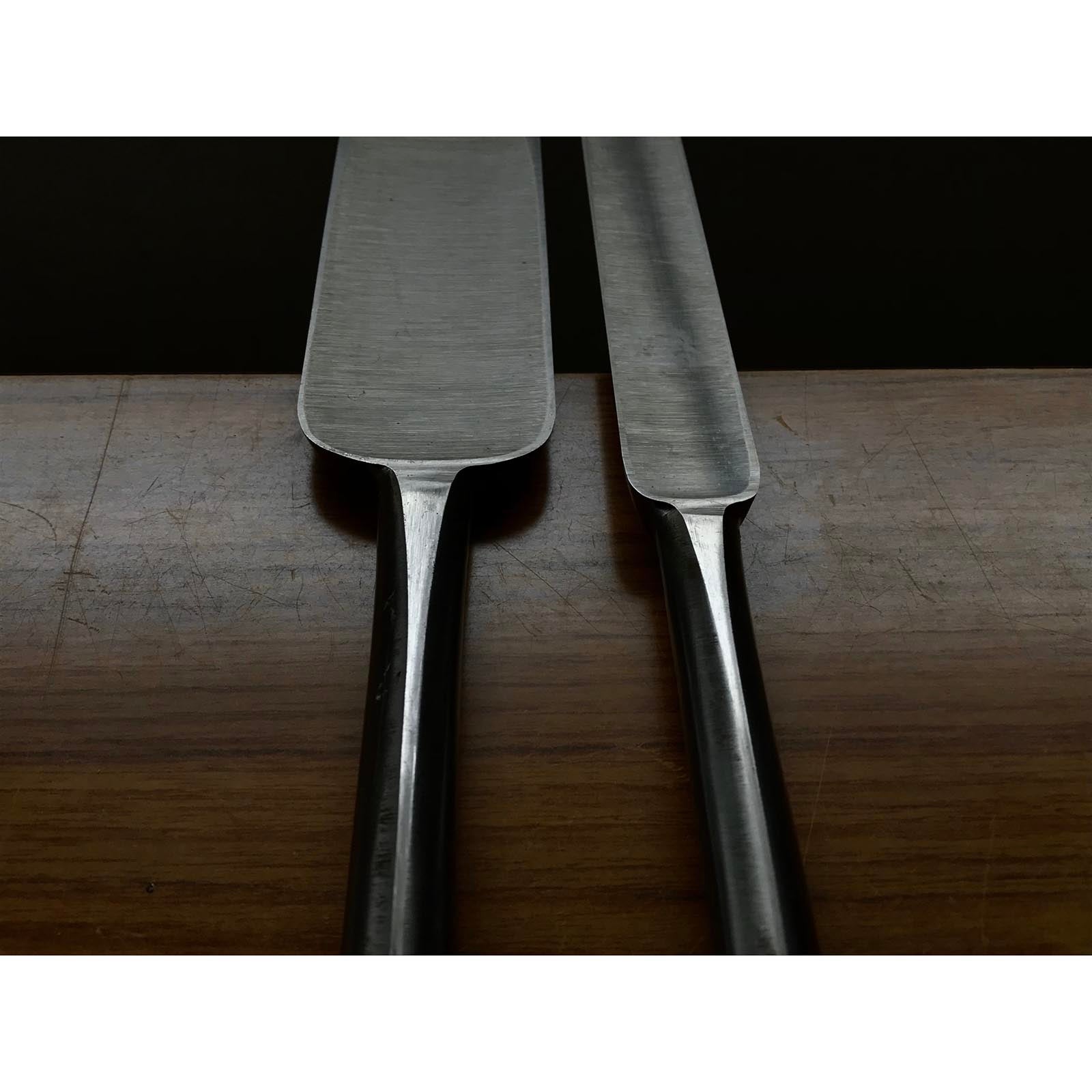 Old stock Kanemitsu Special made Slick Chisels set 掘出し物 兼光特製 龍虎彫 本突き組鑿 朱丹柄 48,24mm Ootsuki-nomi, Hontsuki-Nomi