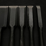 Old stock #1 Korehiro Timber chisels set with White steel 掘出し物 是弘 叩鑿6本組 Tatakinomi