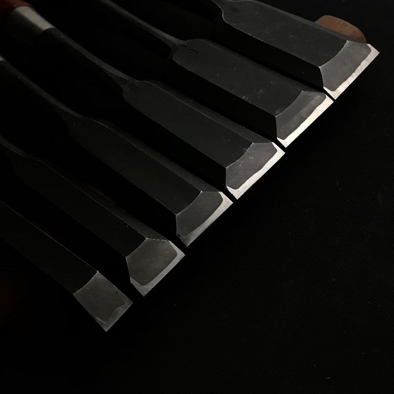 Old stock #2 Korehiro Timber chisels set with White steel 掘出し物 是弘 叩鑿6本組 Tatakinomi