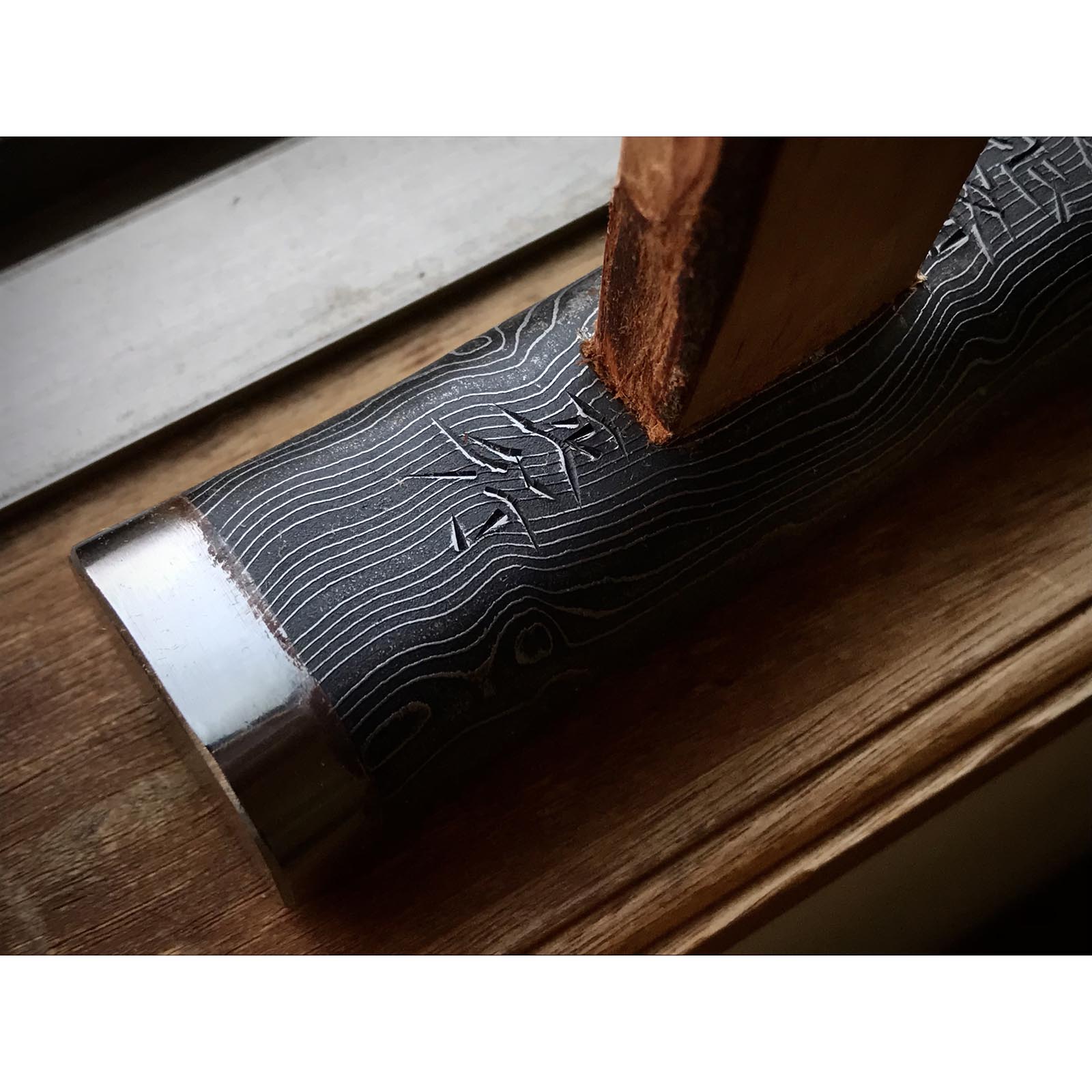 Old stock Masatsura Black Damascus Hand made Pasting steel Square Hammers  掘出し物 馬場正行 鋼付四角玄翁 黒木目 150匁